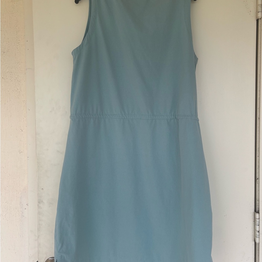 Sleeveless V-Neck Light Blue Women's Dress with Side Tie - Picture 3 of 3